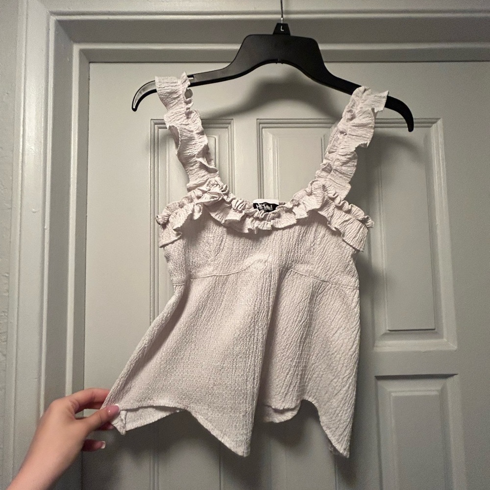 Ruffled White Top